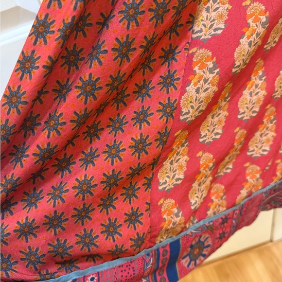 Soft Surroundings Red and Gold Long Sleeve Dress PXS Thanksgiving perfect. - Picture 9 of 15